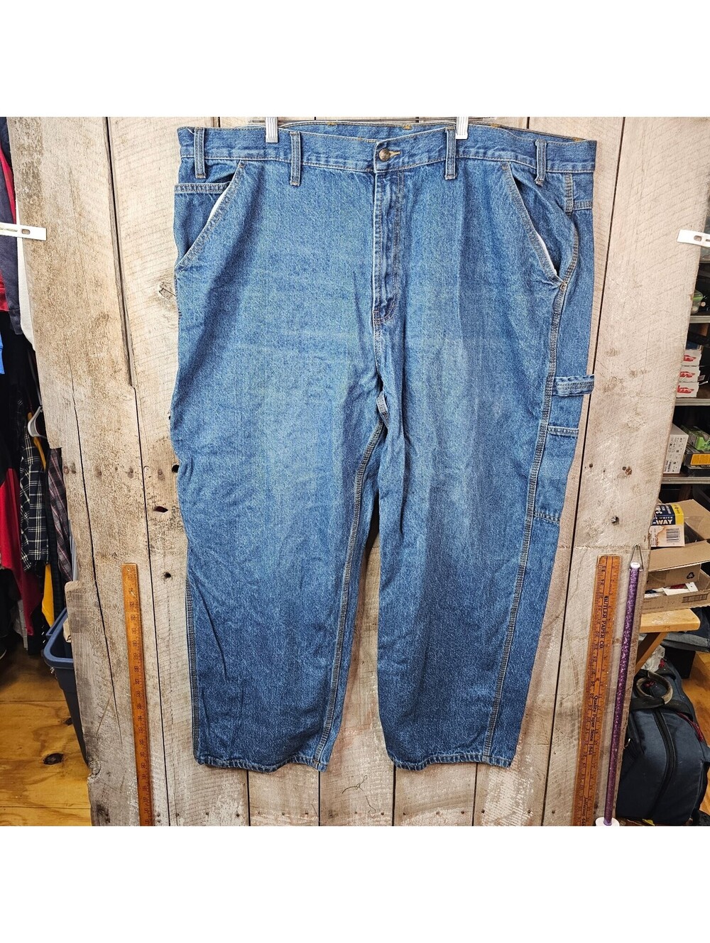 Rural King Men's 48x30 Carpenter Jeans Workwear Denim Blue Relaxed Fit